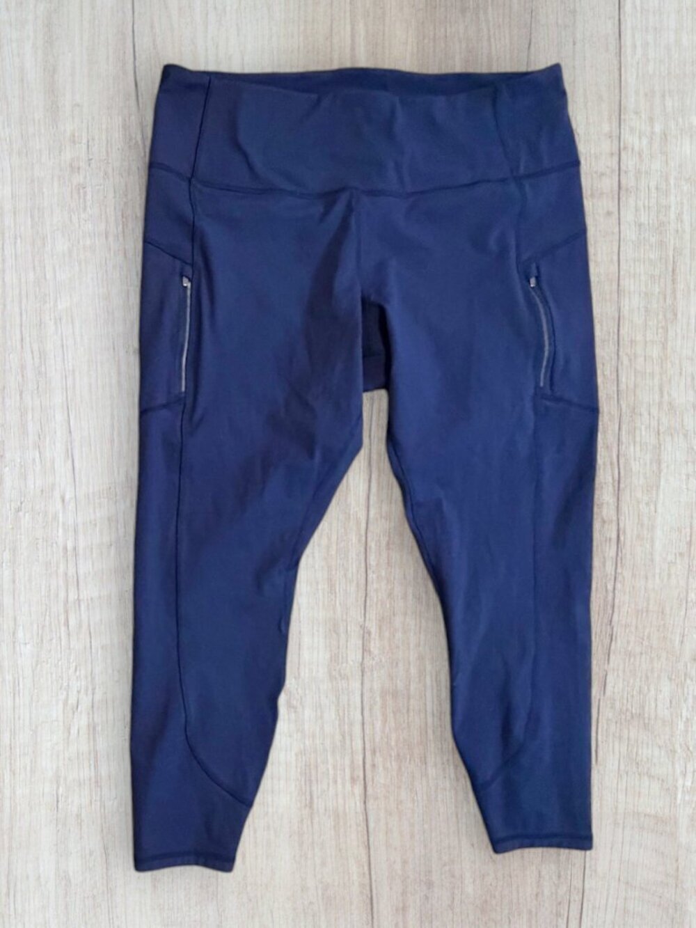 Athleta Rainier Tight Leggings 2X Navy Zip Pocket Fleece Lined Performance 2X